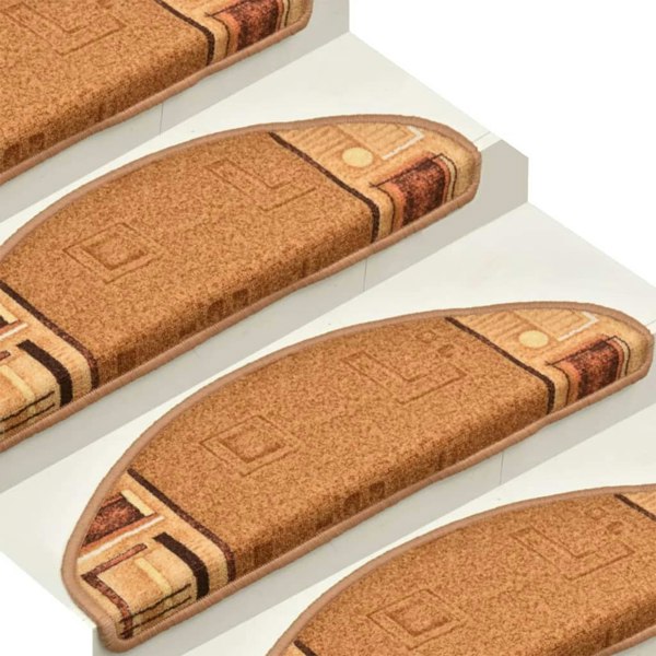Berkfield Self-adhesive Stair Mats 15 pcs Beige 65x21x4 cm