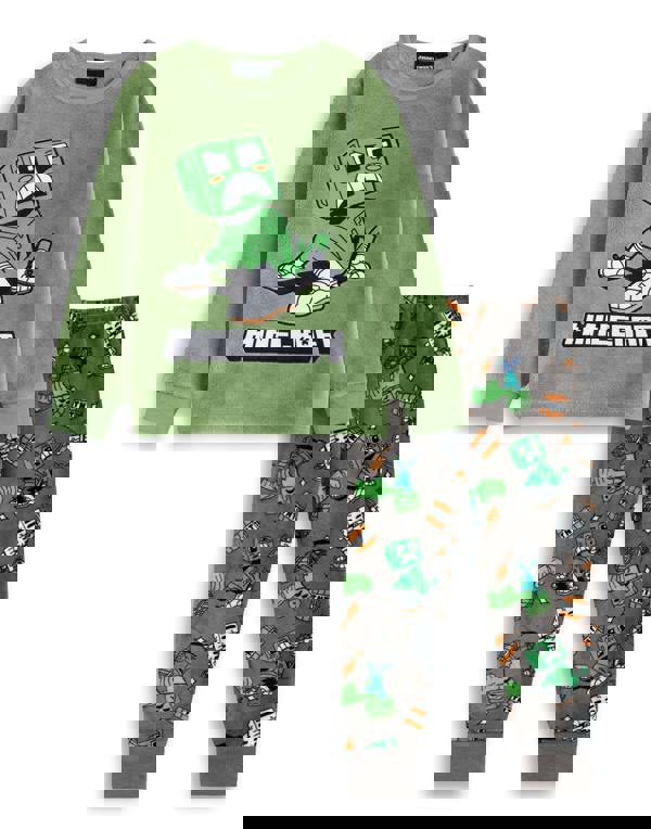 Minecraft Boys Green Creeper Long Sleeve Long Leg Pyjama Set