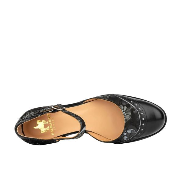 Embassy London Gigot - Black Emboss - Women's Closed Heel Round-Toe Leather Flat Sandal