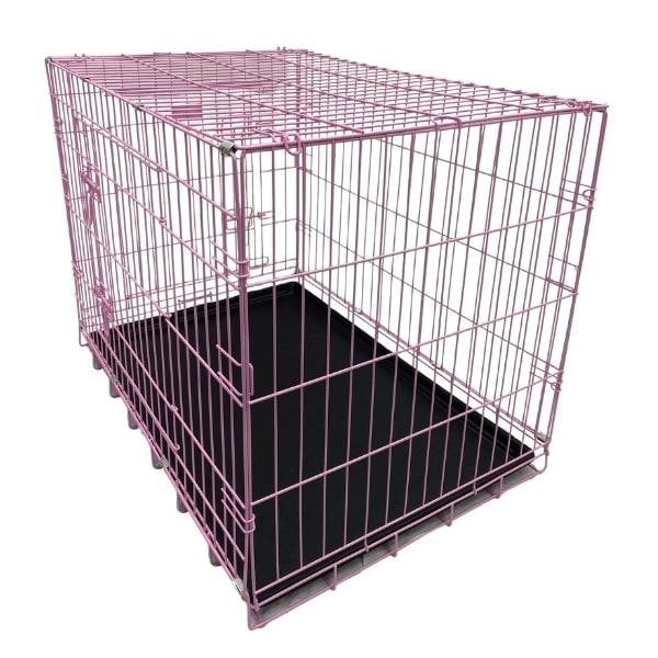 HugglePets Pink / Blue Dog Cage with Plastic Tray