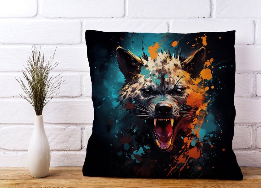 Warren Reed Splashart Angry Hyena Face Cushions