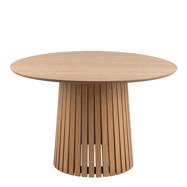 Wyld Haus Twillbury Round Oak Dining Table Slatted Base
