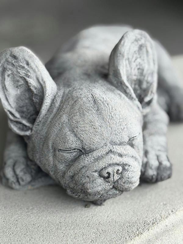 Stone Cast Cute Laying Frenchie Dog Statue