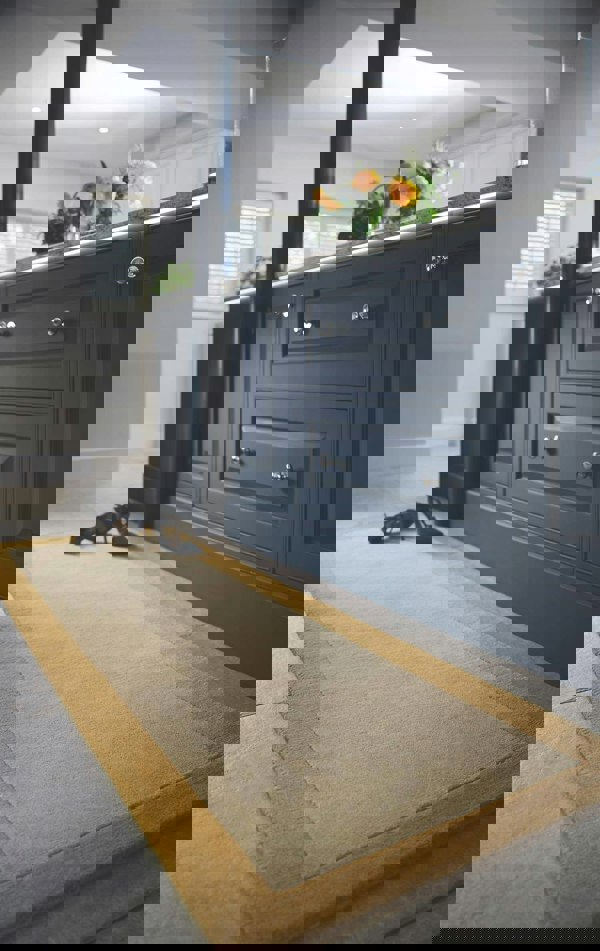 Bordered Ochre Wool Rug | Handcrafted Beauty | The Rugs