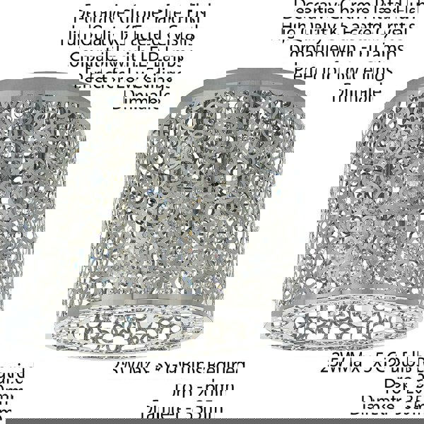Flush Ceiling Mount Light Chrome & K5 Crystal Gorgeous Round Modern Lamp Shade Loops