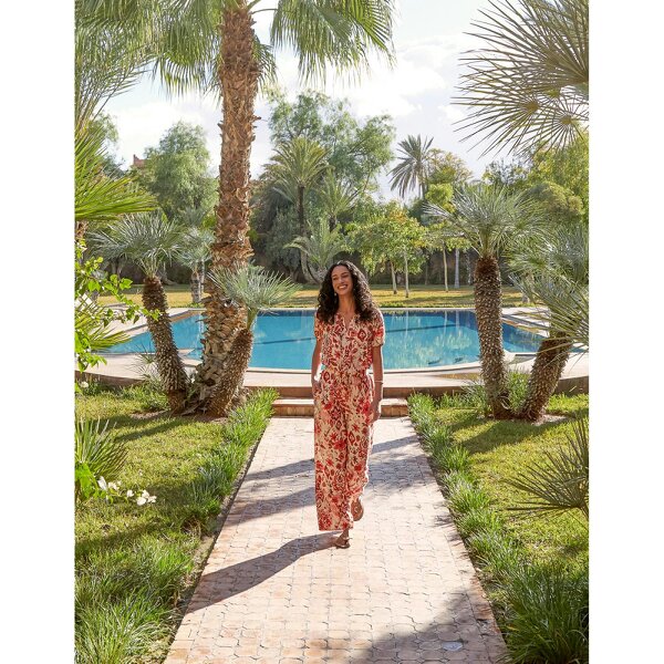 Blue Vanilla Watercolour Floral Printed Wide Leg Trousers