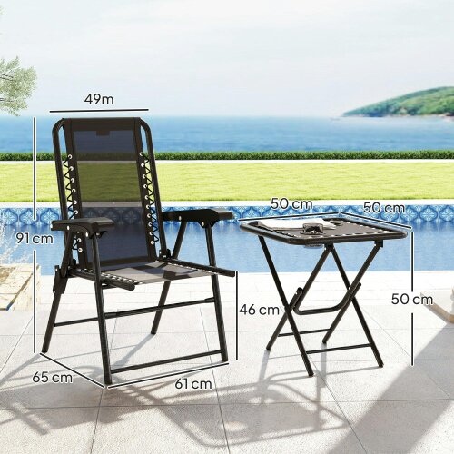 Wyld Haus Lacotte Metal Black 3 Piece Garden Mesh Bistro Set Garden Outdoor Table And Chair