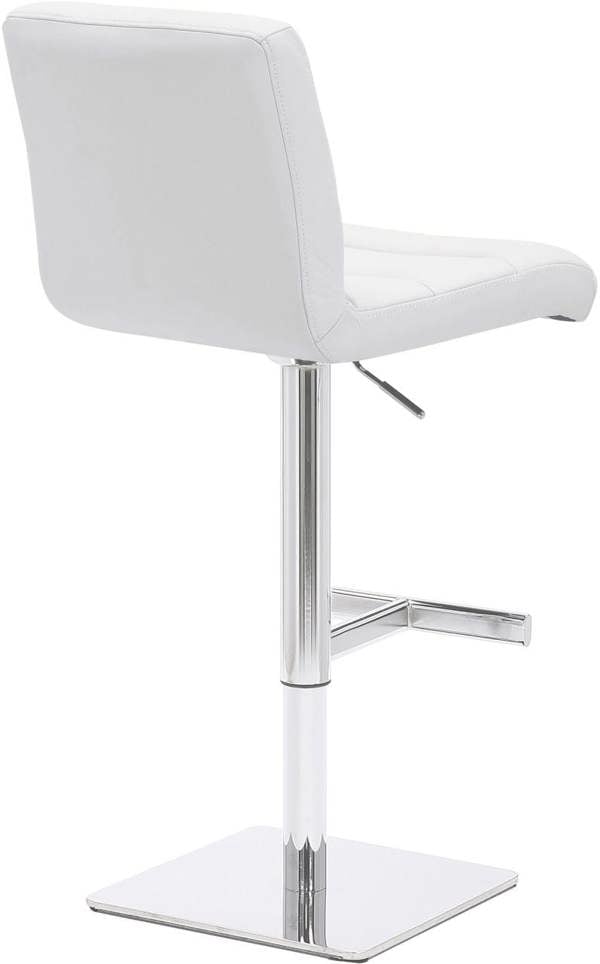 Lamboro Luscious Deluxe Real Leather Breakfast Bar Stool, Chrome Footrest, Adjustable Swivel Gas Lift, Home Bar & Kitchen Barstool, White