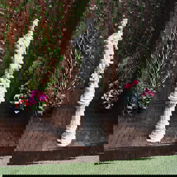 Conservatory Female Statue with Basket on a Fancy Pedestal