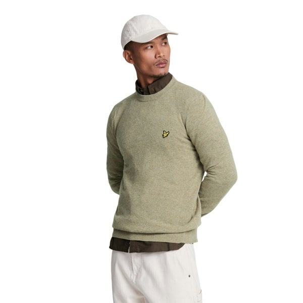 Lyle & Scott Mens Lambswool Blend Crew Neck Long-Sleeved Jumper - Sage Uniform Marl