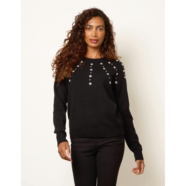 Blue Vanilla Diamante Round Neck Jumper