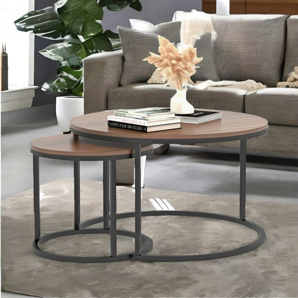 Rafaelo Mobilia Set Of Round Nesting Tables Industrial