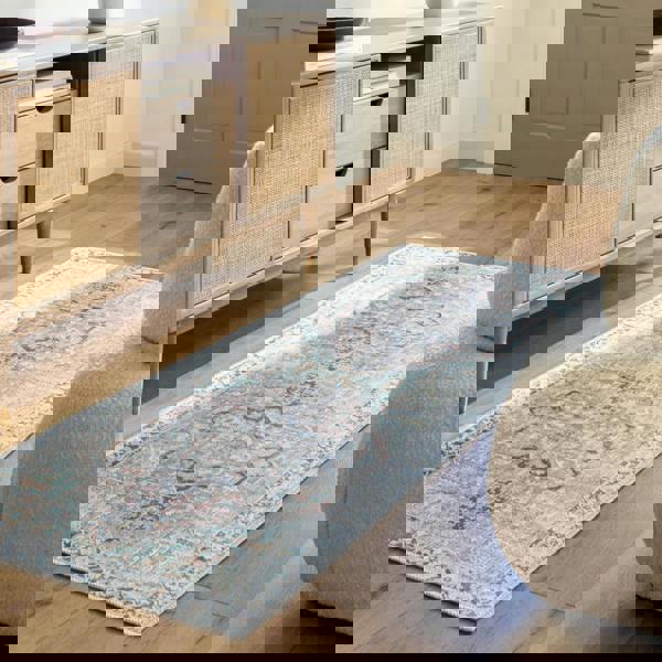 Livabliss Kemer-Washable Green Blue Brown Traditional Vintage Boho Rug