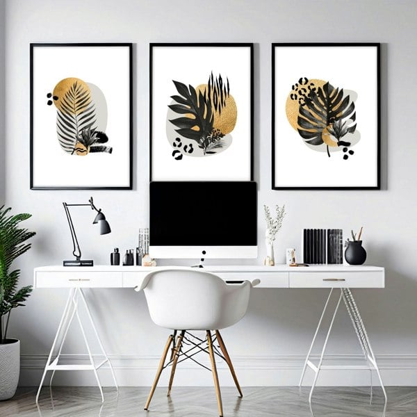 Wall art for a home office | set of 3 Tropical wall art prints