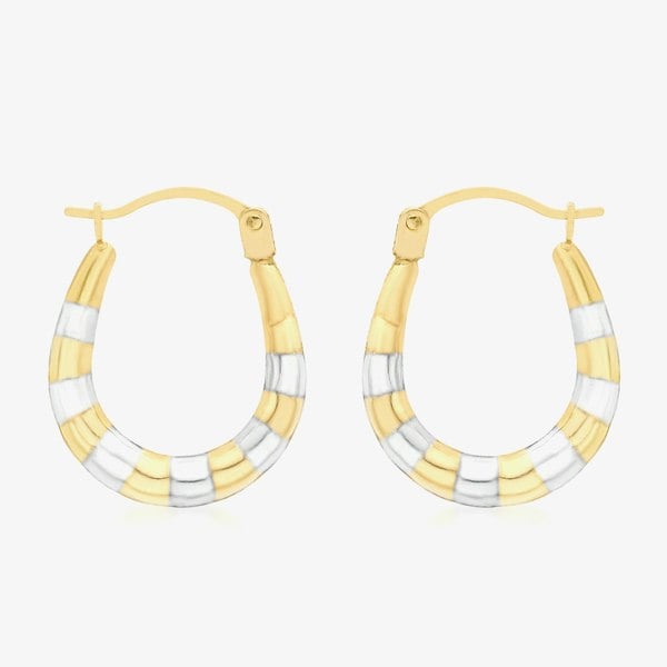 T. H. Baker 9ct Gold Two Colour Groove Creole Earrings 2.53.3889