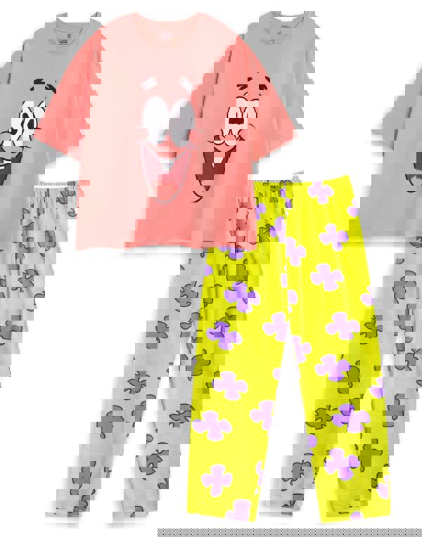 SpongeBob SquarePants Womens Pink Patrick Short Sleeve Long Leg Pyjama Set