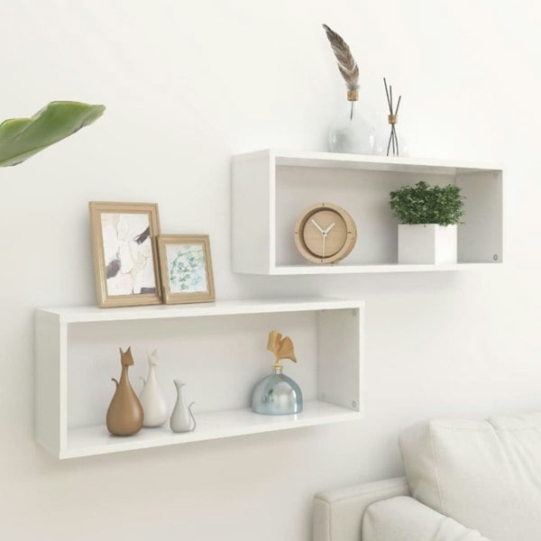 Berkfield Wall Cube Shelf 2 pcs White 60x15x23 cm Engineered Wood