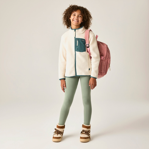 Regatta Kids Frankie Colour Block Fleece Jacket - Light Vanilla/Mediterranea
