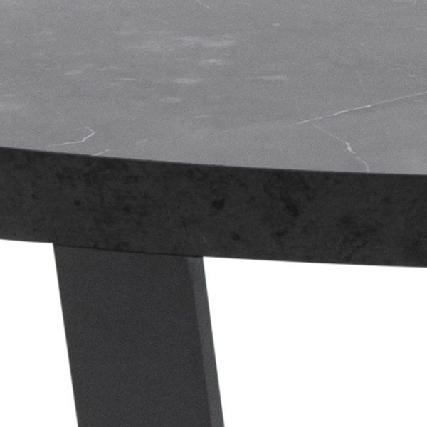 Furniture To Go Amble Round Coffee Table with Black Marble Melamine Top & Black Legs