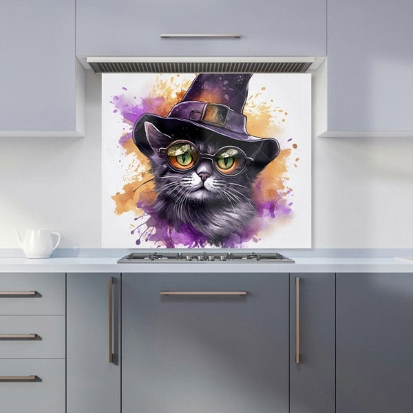 Warren Reed - Designer Splashart Longhaired Witches Cat Kitchen Splashback