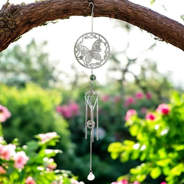 EDH Door Hardware Butterfly Stainless Steel Hanging Wind Chime