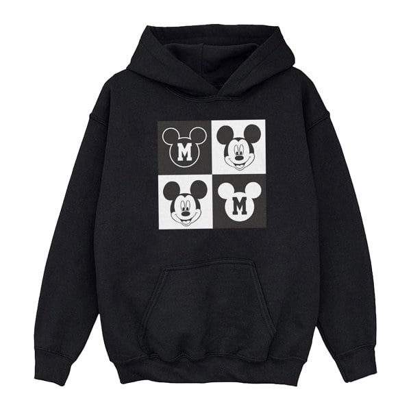 Disney Boys Mickey Mouse Smiling Squares Hoodie - Black