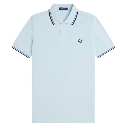 Fred Perry Twin Tipped Fred Perry Polo Shirt - Light Ice/Axe Blue/Navy