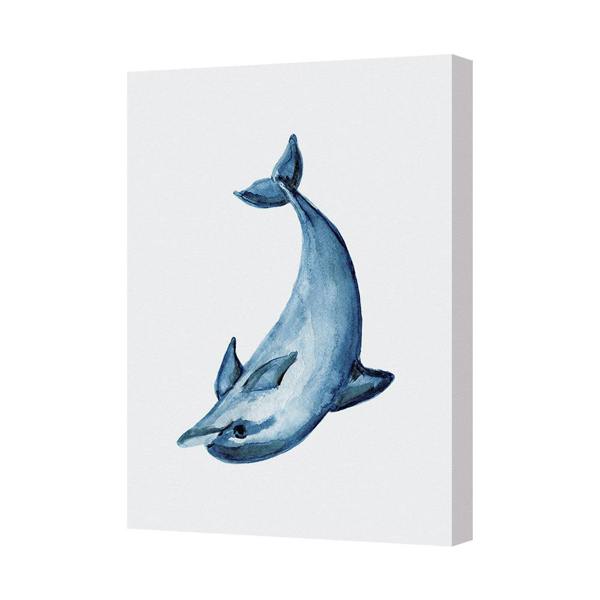 Benjamin Tate Design Blue Dolphin Canvas Wall Art Print For Living Room Decor