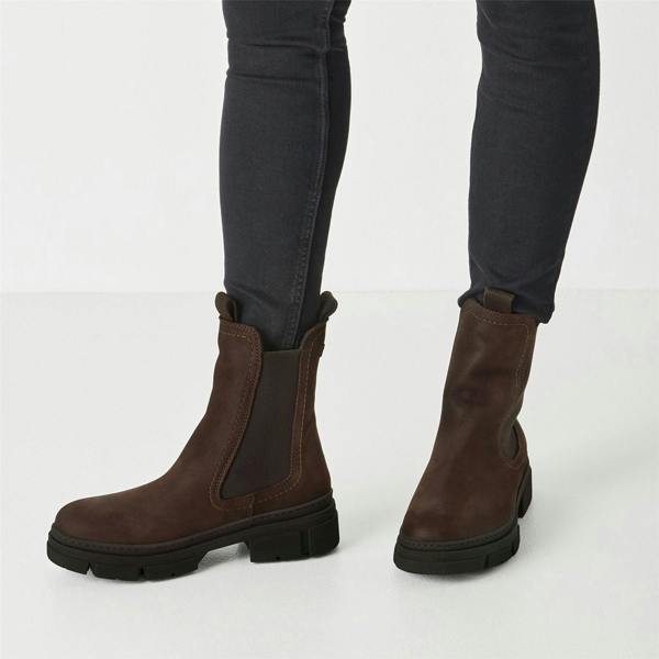 Tamaris Womens Mocca Brown Leather Classic High Pull-On Chelsea Ankle Boots
