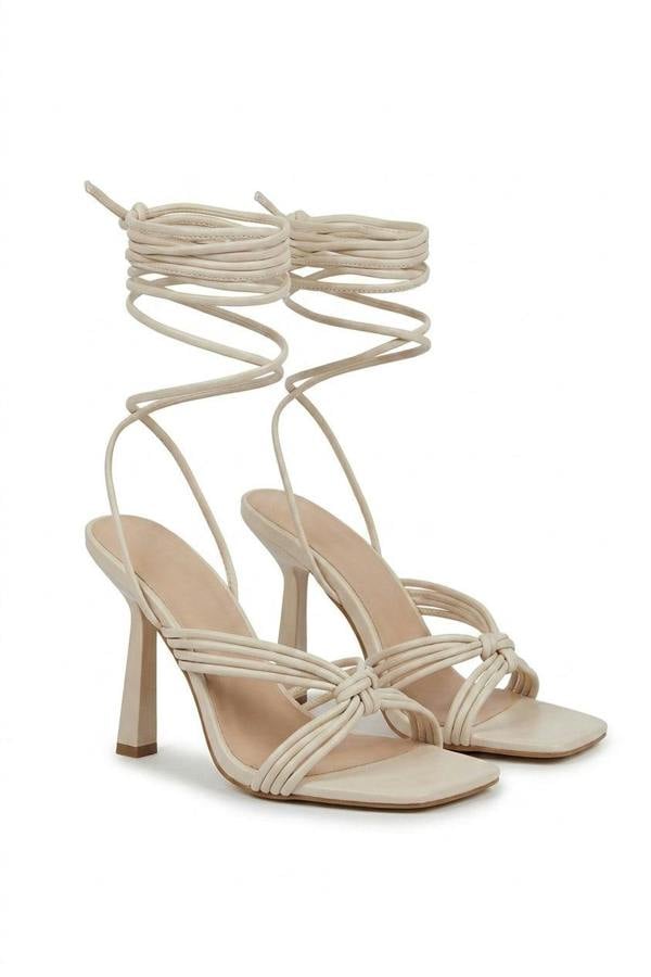 Amanda Strappy Lace Up Heels - Cream_wb
