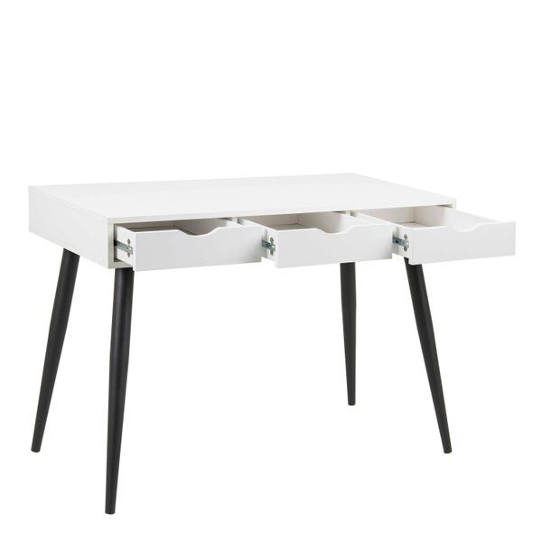 Wyld Haus Dresden White Wooden Office Desk 3 Drawers Black Legs