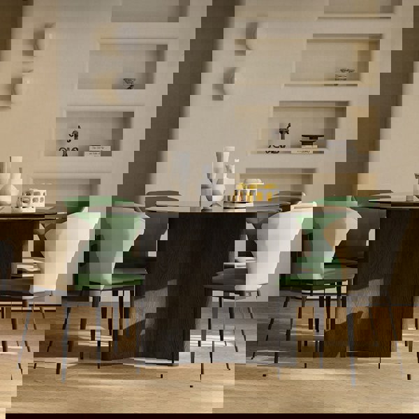 Tricia Dining Table, Black Glass Top, Clearance-Rit Concept-Rit Concept