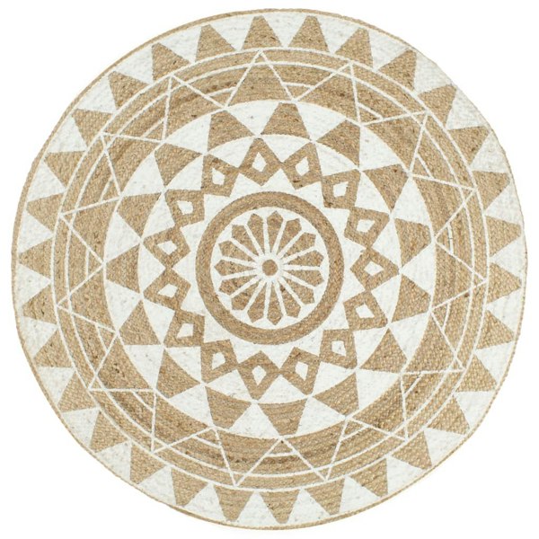 Berkfield Handmade Rug Jute with White Print 90 cm