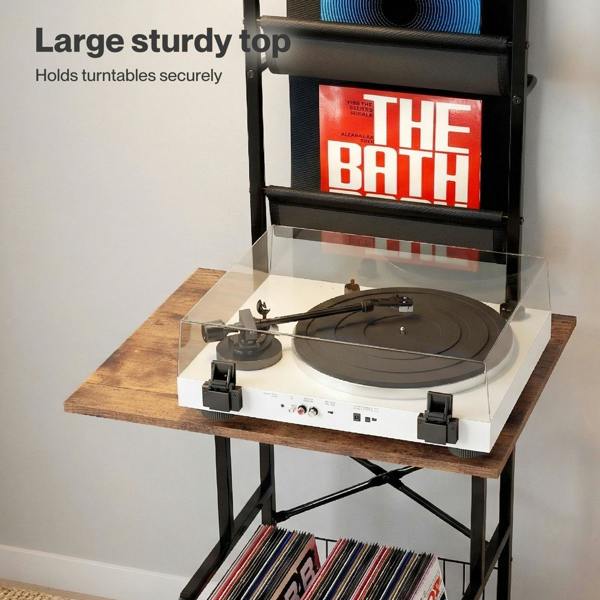 Levede Record Stand Player Display Storage Shelf Cabinet 2 Shelves 3 Racks