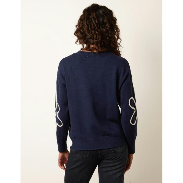 Blue Vanilla Floral Pattern Sweater