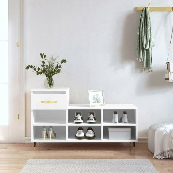 Berkfield Shoe Cabinet White 102x36x60 cm Engineered Wood