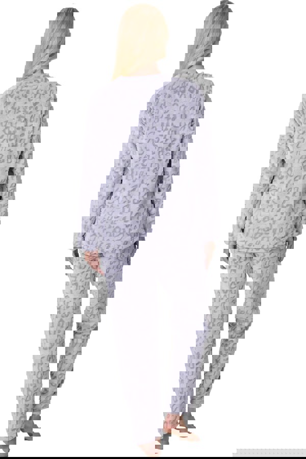 Camille Supersoft Grey Leopard Print Full Length Pyjama Set