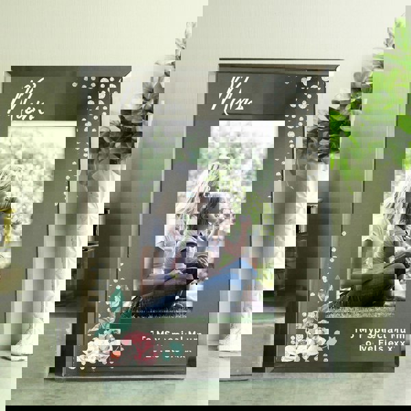 Personalised Memento Company Personalised Floral 6x4 Diamante Glass Photo Frame