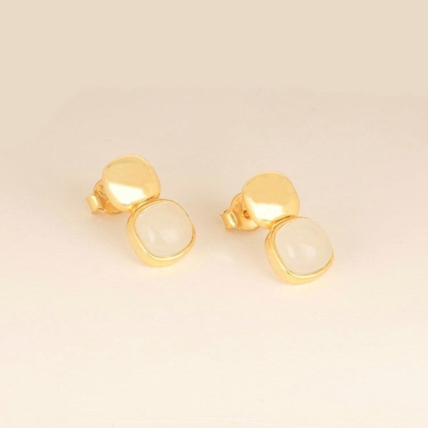 Lila Rasa Glossy Gold & Sparkling White Crystal Stud