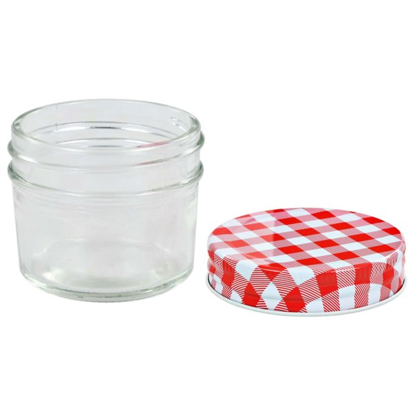 Berkfield Glass Jam Jars with White and Red Lids 24 pcs 110 ml