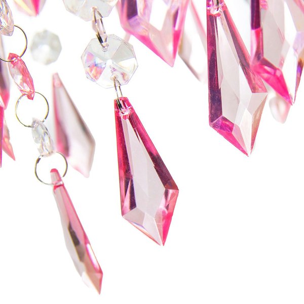 Modern Waterfall Design Pendant Shade with Clear/Pink Acrylic Drops and Beads Image 3