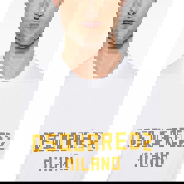 Dsquared Flocked Logo Milano T-Shirt   in  White