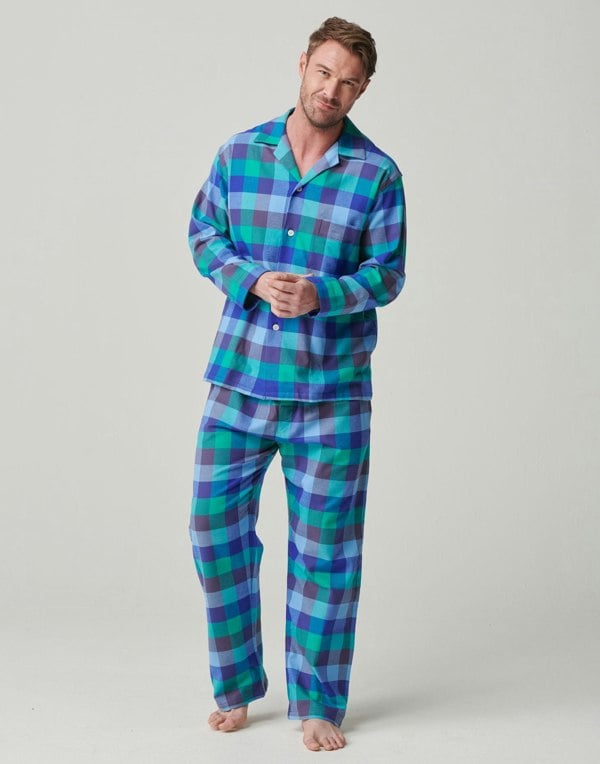 Men's Brushed Cotton Pyjama Set –  Blue Shire Square - British Boxers