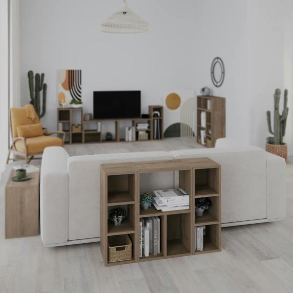 Decortie Modern Combayn Big Low Standing Book Shelf, 3 Open Storage Horizontal or Vertical Compact Bookshelf Bedroom
