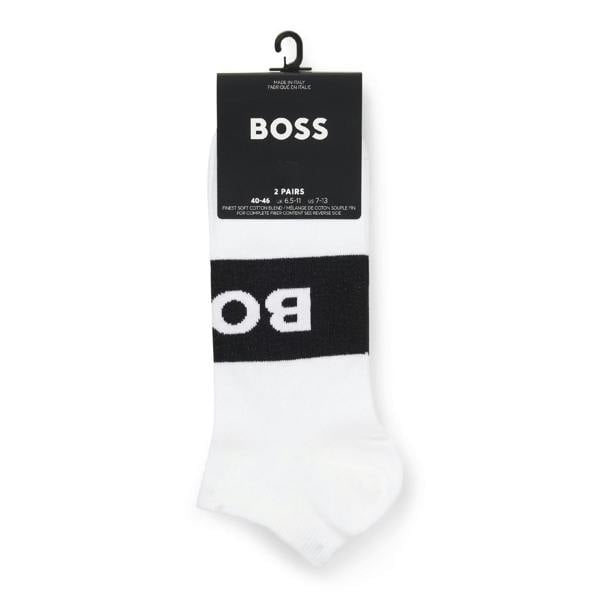 Boss Mens Logo Ankle Socks (Pack of 2) - White - 
