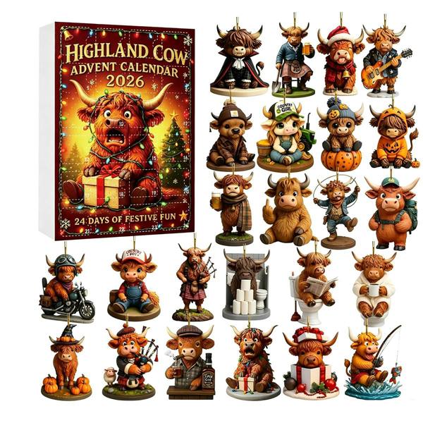 Leaper Highland Cattle Christmas Advent Calendar Surprise Box - Highland Cattle A 