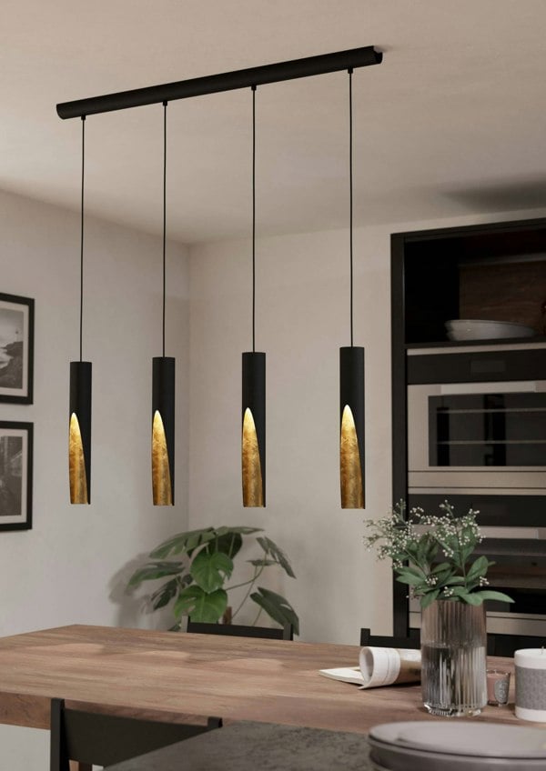 EGLO Barbotto Modern Black & Gold Pendant Light WBS