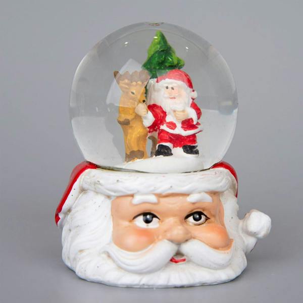 7cm Christmas Mini Snow Globe with Santa Scene and Resin Base Festive Table Decoration image 4