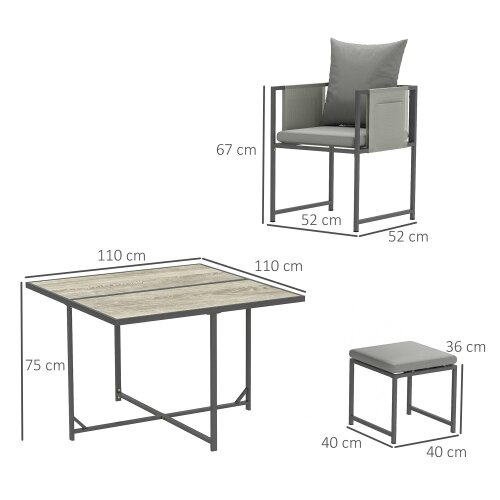 Wyld Haus Layori 8 Seater Grey Steel Frame Garden Dining Set