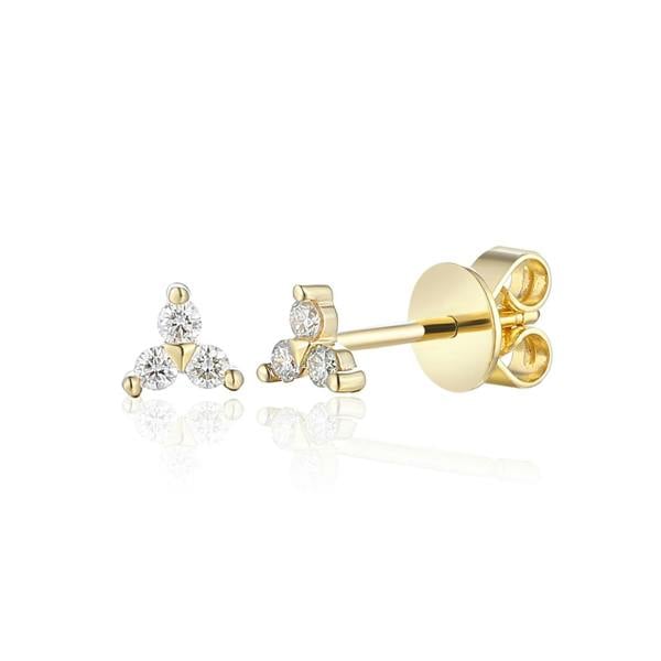 Sarah Layton Trefoil Diamond Stud Earrings - 9ct Yellow Gold